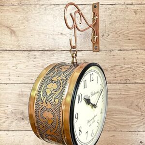 Home handicrafts metal analog double sided vintage railway station wall clock platform hanging clock for living room