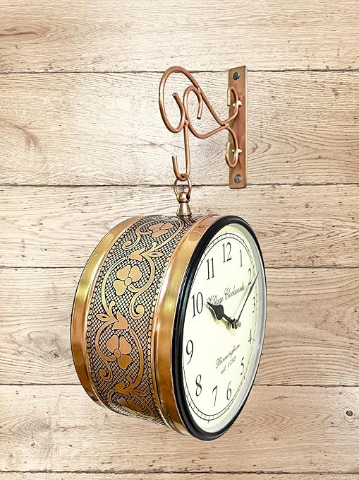 handicrafts metal analog double sided vintage railway station wall clock platform hanging clock for living room handicrafts metal analog double sided vintage railway station wall clock platform hanging clock for living room