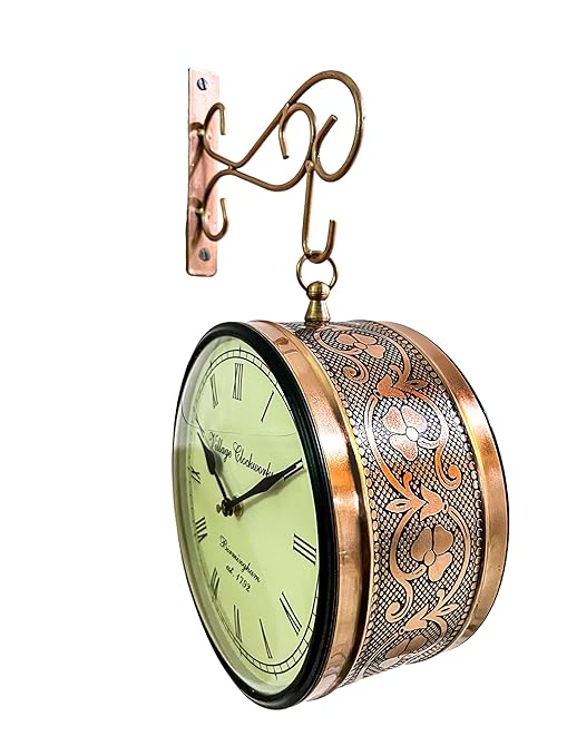 handicrafts metal analog double sided vintage railway station wall clock platform hanging clock for living room handicrafts metal analog double sided vintage railway station wall clock platform hanging clock for living room