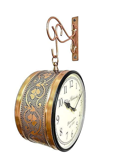 handicrafts metal analog double sided vintage railway station wall clock platform hanging clock for living room handicrafts metal analog double sided vintage railway station wall clock platform hanging clock for living room